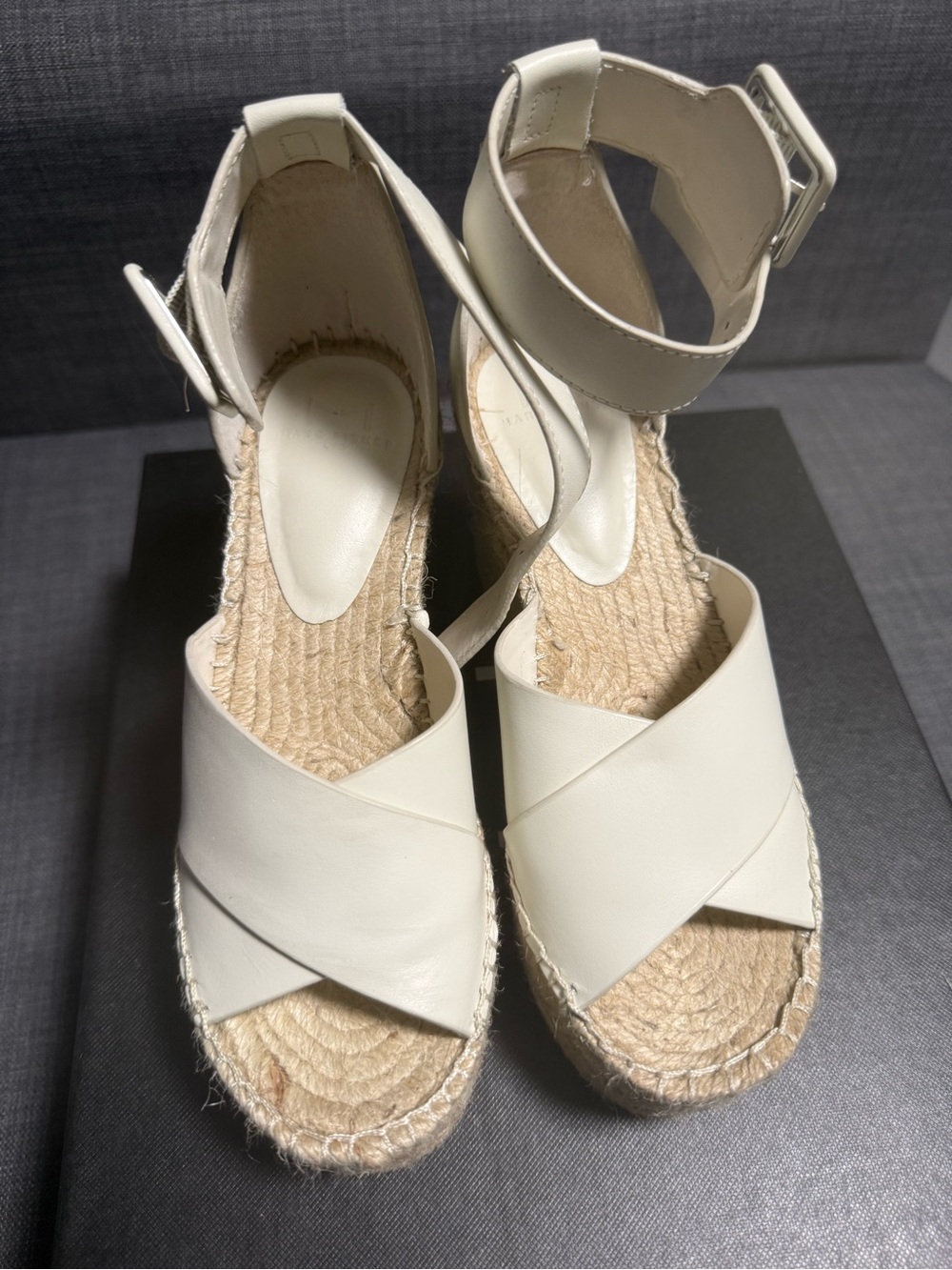 Women’s Cream Espadrille Wedge Sandals with Ankle Strap